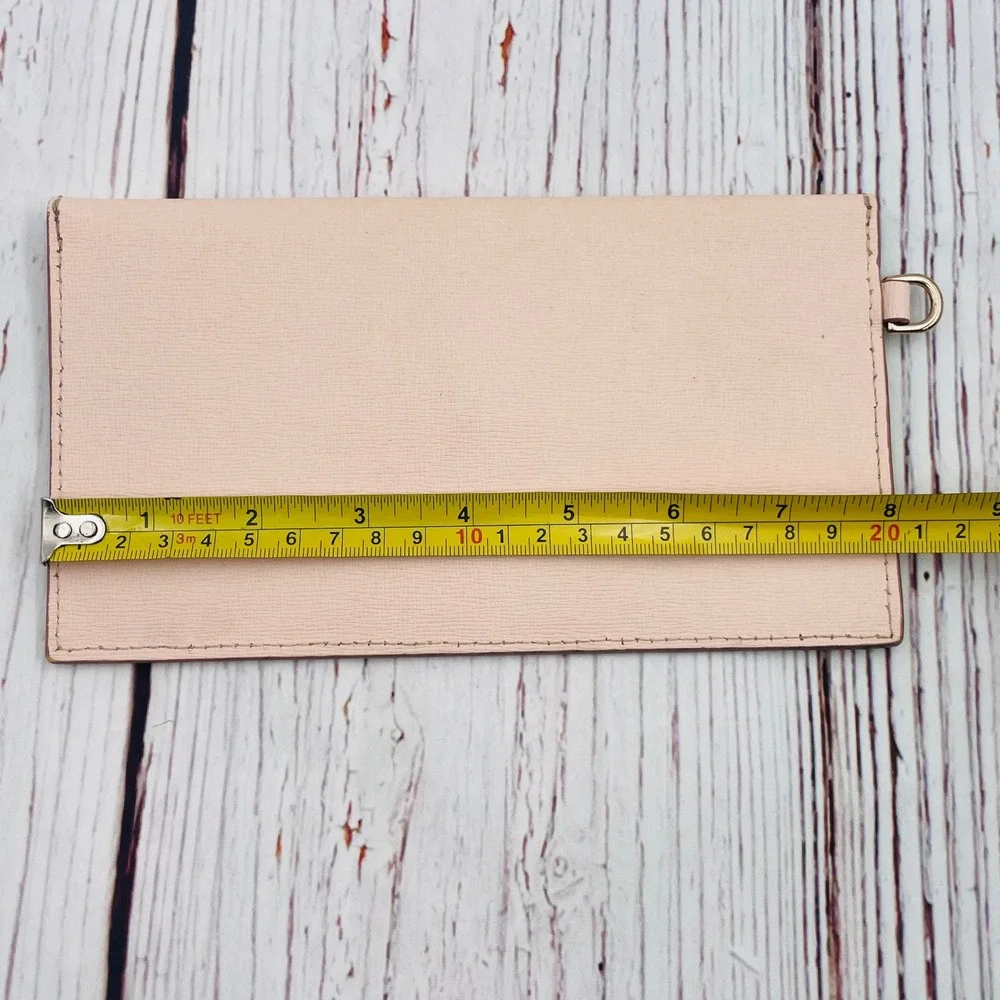 Dooney & Bourke Pink Textured Leather Envelope Clutch Wallet‎ Gold Tone Hardware
